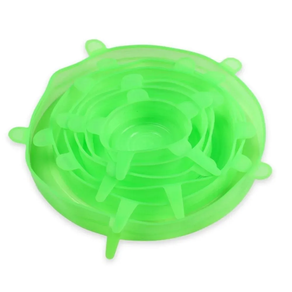 Lot de 6 couvercles carrés extensibles en silicone, réutilisables 12