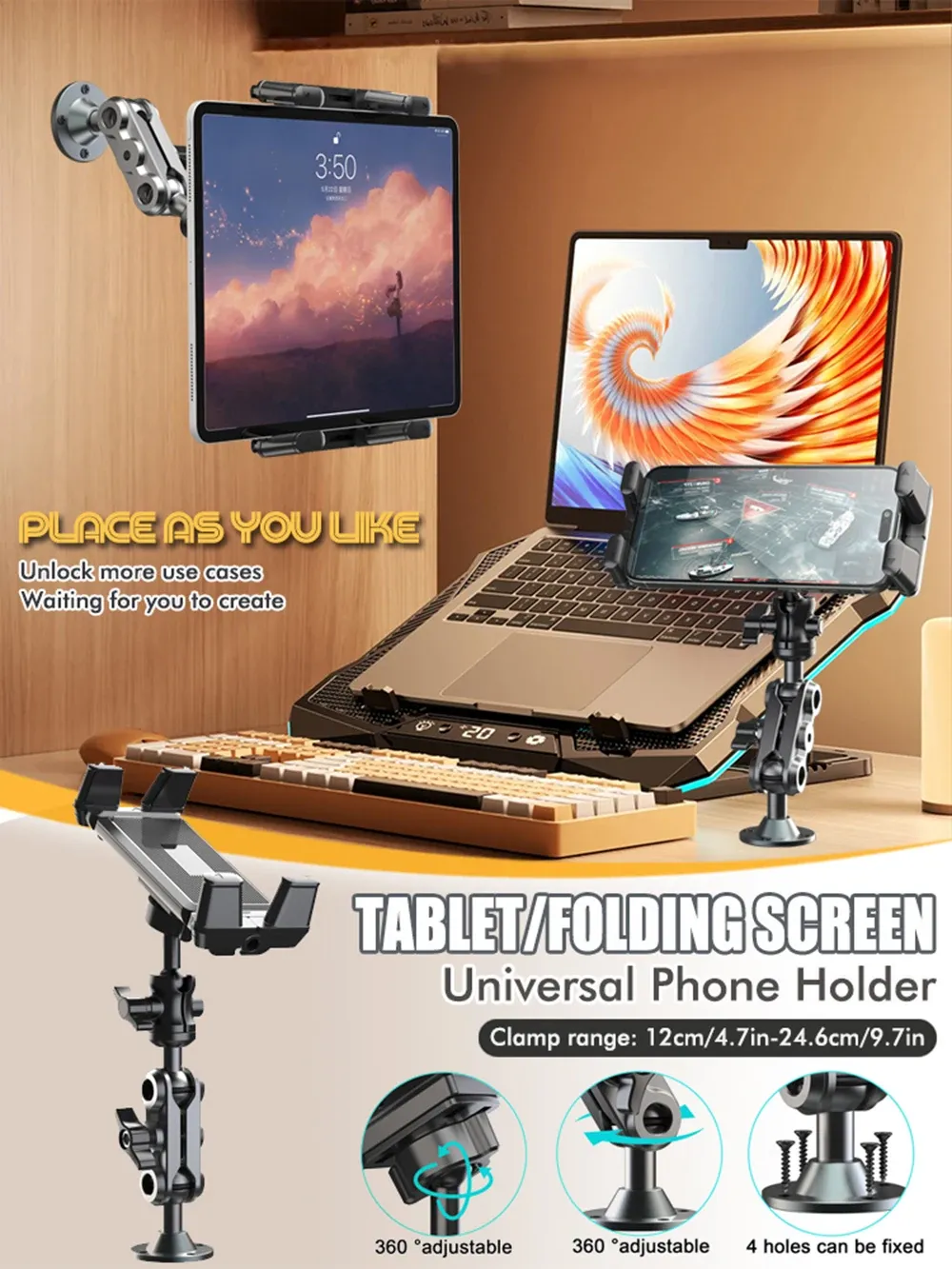 Vue d'ensemble du support de téléphone de voiture en aluminium