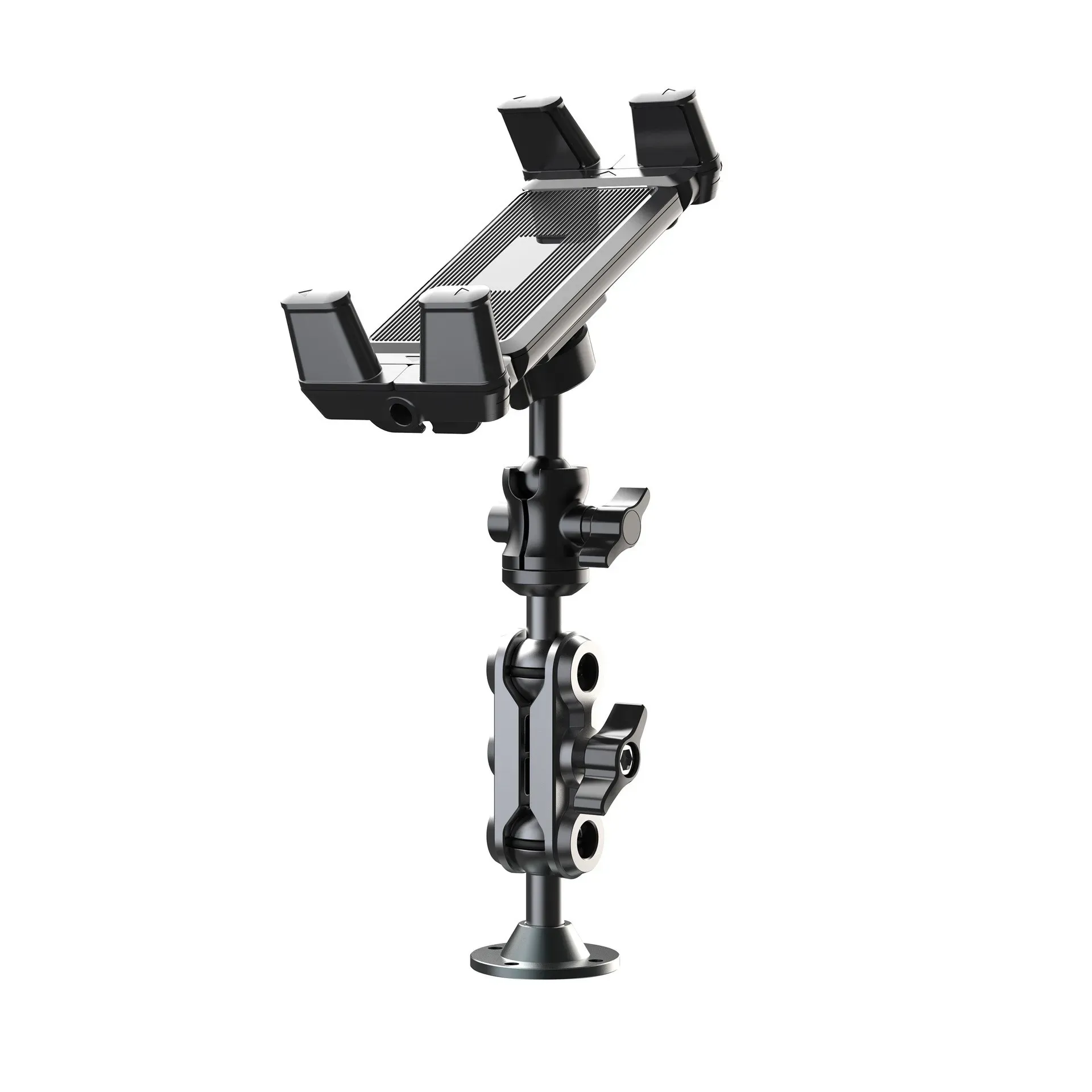 Support de téléphone de voiture en aluminium, base robuste pour tableau de bord, support de tablette 360°, réglable en 2 étapes pour iPad 5 à 15 pouces 7