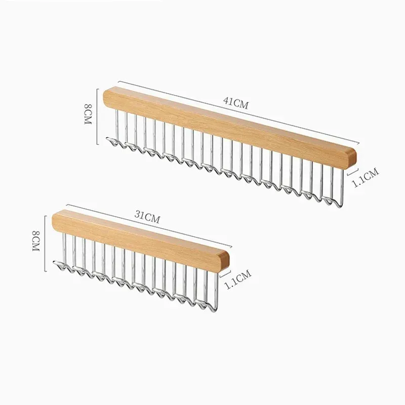 Cintre rétractable en bois pour vêtements, range-soutien-gorge multifonctionnel mural pour garde-robe, 8/12 crochets 2
