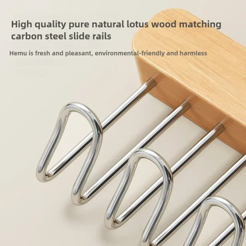 Cintre rétractable en bois pour vêtements, range-soutien-gorge multifonctionnel mural pour garde-robe, 8/12 crochets 5