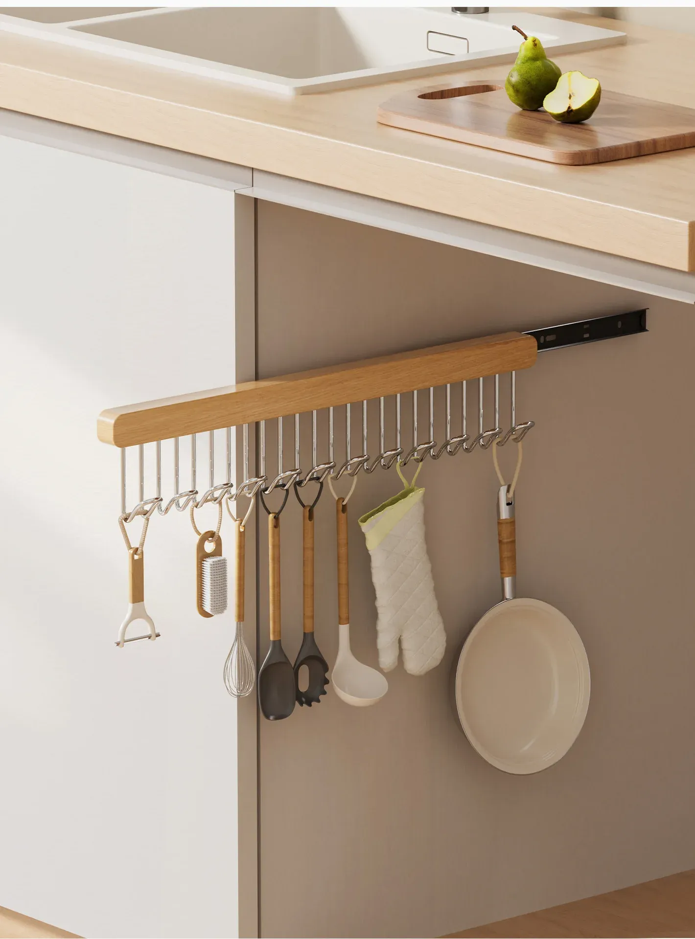 Porte-vêtements en bois pour salle de bain
