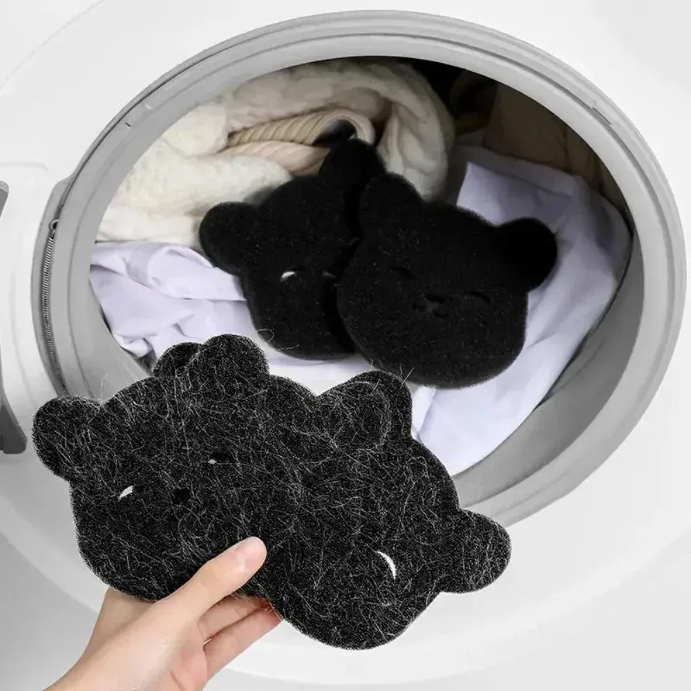 Lot de 2 ou 4 boules de lavage en forme d'ours pour machine à laver : éponge réutilisable anti-poils pour animaux (chien, chat) sur vêtements et canapé 5