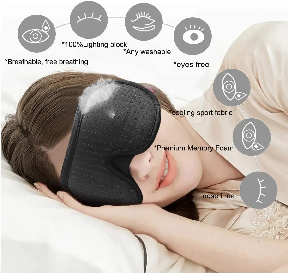 Masque de sommeil en tissu soyeux