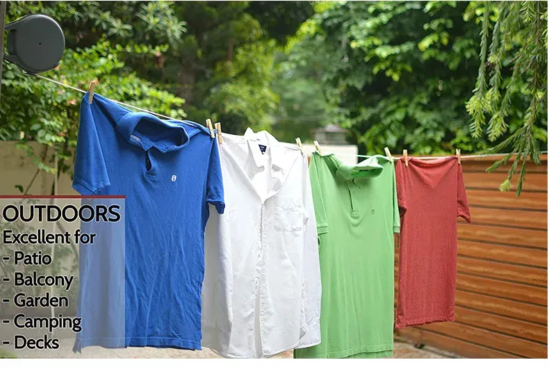 Corde à linge rétractable installée