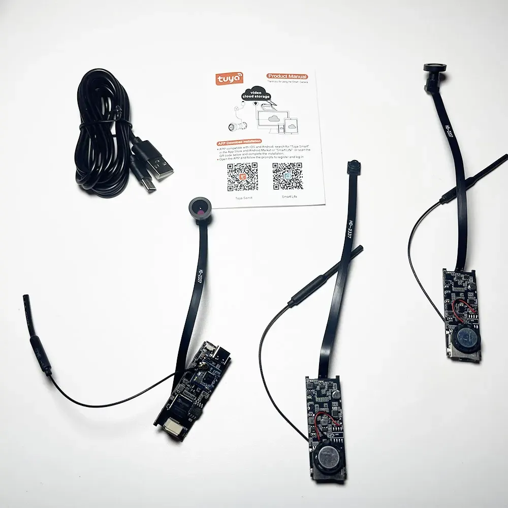 Caméra WiFi Tuya Mini PCB grand angle 2,1 mm 3 MP intérieure ONVIF avec audio intégré, emplacement pour carte TF, IPC, caméra de sécurité intelligente, application Tuya 2