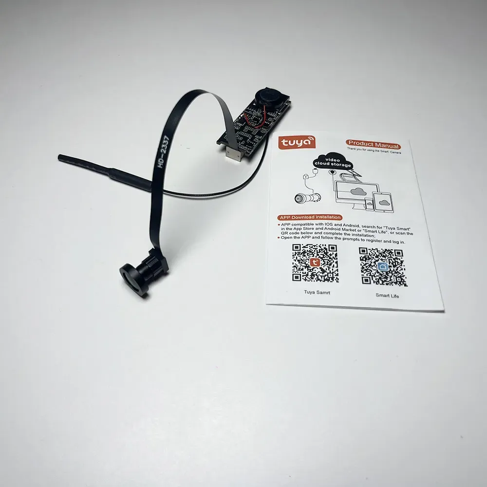 Caméra WiFi Tuya Mini PCB grand angle 2,1 mm 3 MP intérieure ONVIF avec audio intégré, emplacement pour carte TF, IPC, caméra de sécurité intelligente, application Tuya 4