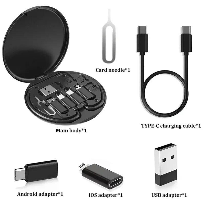 Kit de câbles adaptateurs de charge multiport USB-C vers USB-C 60 W, ensemble de conversion USB-A et USB-C vers Micro-USB, USB-C et Lightning 6