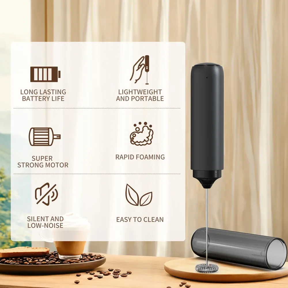 Mousseur à lait électrique rechargeable, batteur à main polyvalent pour lattes, boissons et œufs 4