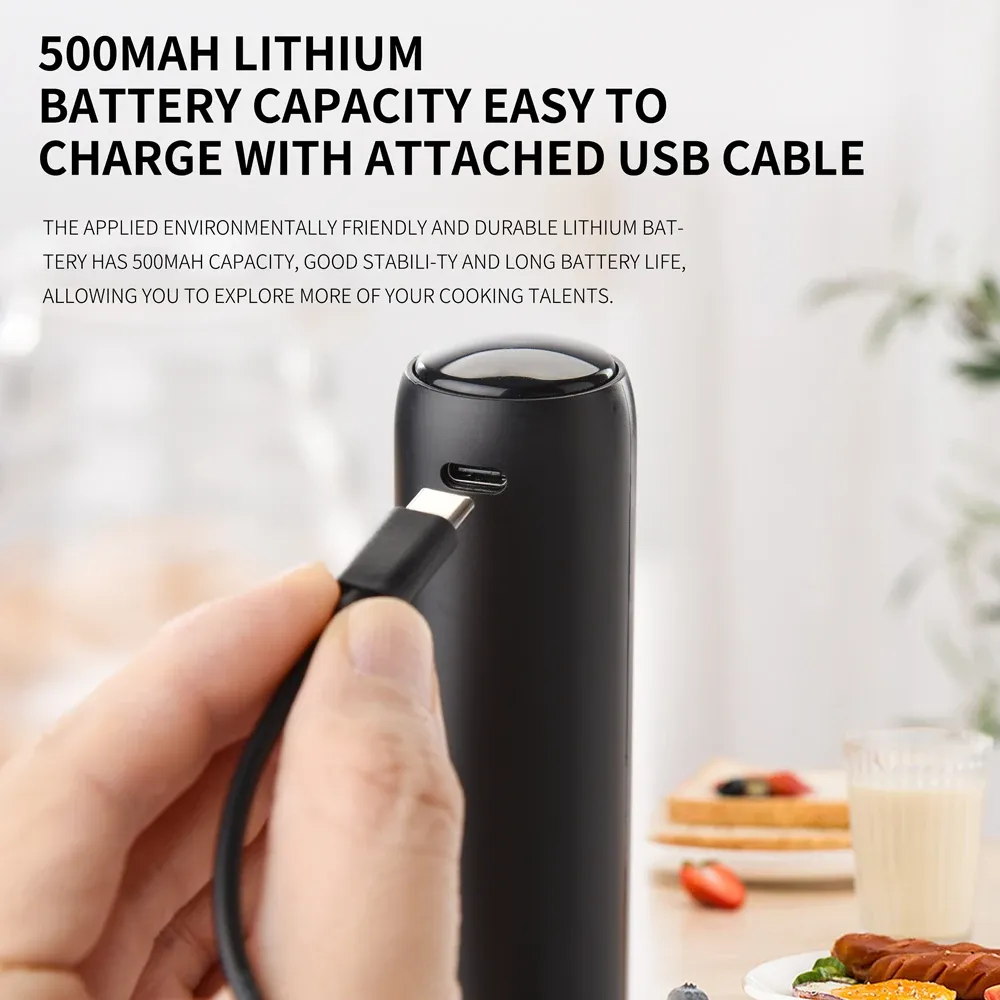 Mousseur à lait électrique rechargeable, batteur à main polyvalent pour lattes, boissons et œufs 5