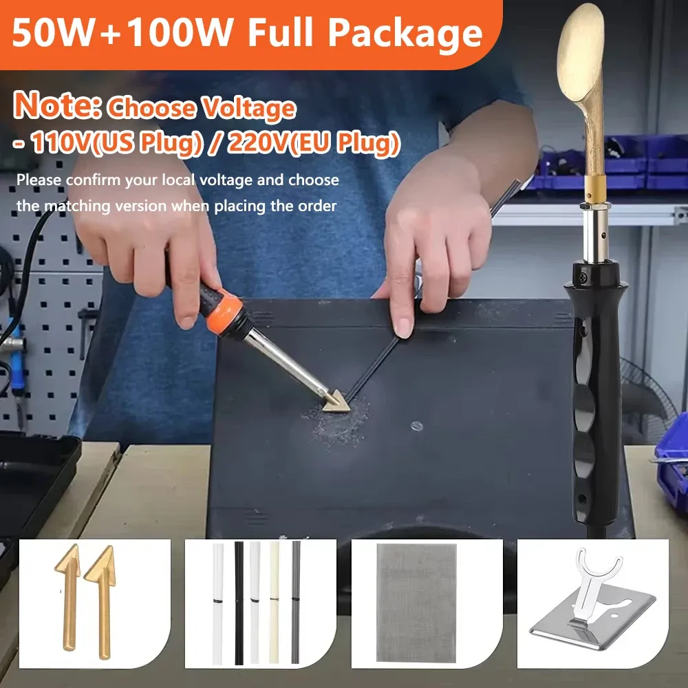 Kit de soudure plastique 100 W avec pistolet de réparation de fissures de pare-chocs automobile, agrafeuse thermique et fer à souder, outil de garage 2