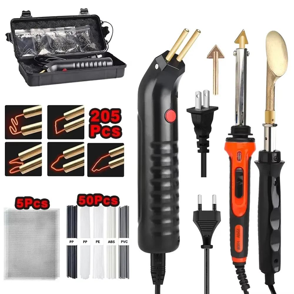 Kit de soudure plastique 100 W avec pistolet de réparation de fissures de pare-chocs automobile, agrafeuse thermique et fer à souder, outil de garage 8