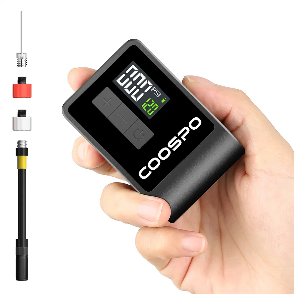 Pompe à air électrique mini numérique portable COOSPO 120 PSI 500 mAh pour vélo, compatible valves Schrader et Presta - Image 1
