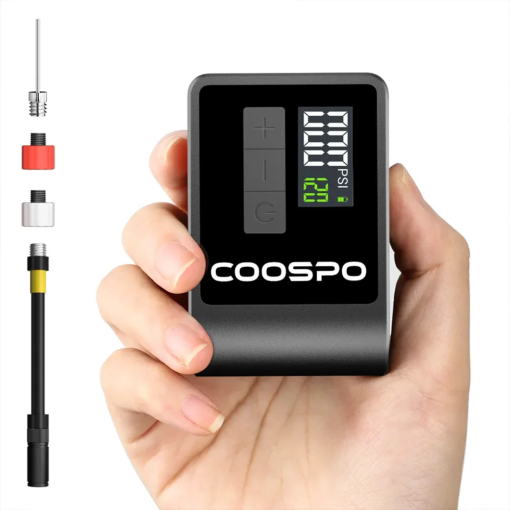 Pompe à air électrique mini numérique portable COOSPO 120 PSI 500 mAh pour vélo, compatible valves Schrader et Presta 7