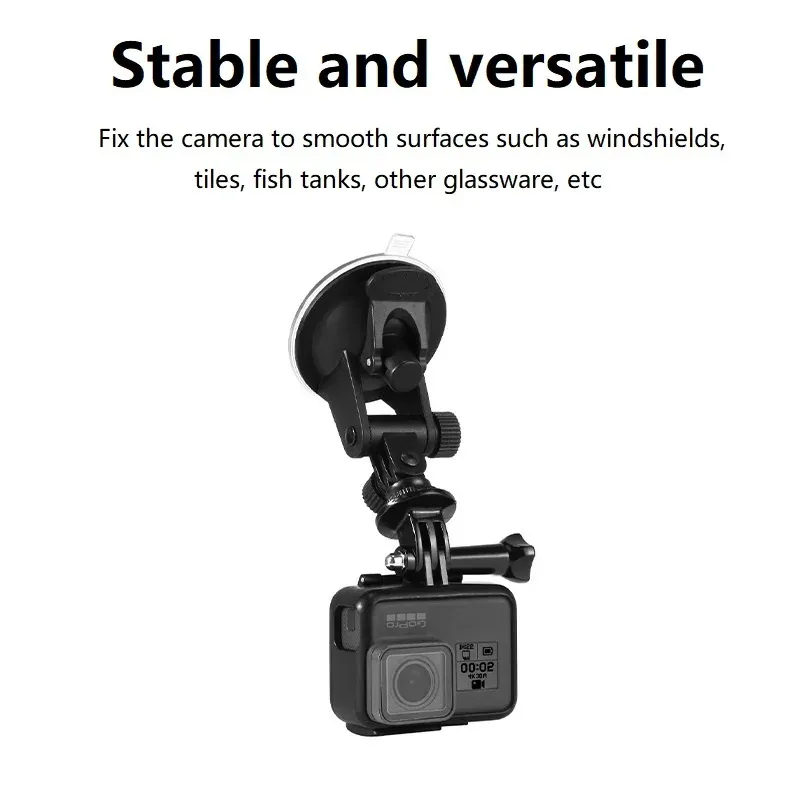 Ventouse pour caméra GoPro, support de voiture en verre, monopode pour caméra d'action 360° 3