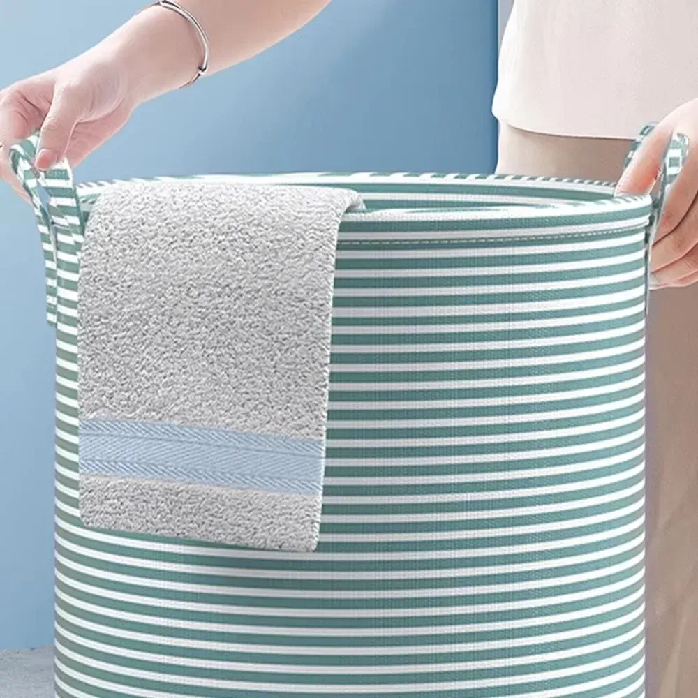 Panier à linge pliable grande capacité en coton et lin, rangement pour vêtements sales, jouets et articles ménagers 3