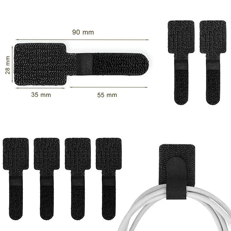 Attaches de câble réutilisables, organisateur de fils, support de cordon, attaches auto-adhésives réglables, sangles d'organisation de câbles, gestion de bureau 6