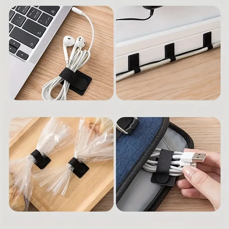 Attaches de câble fixées sous un bureau
