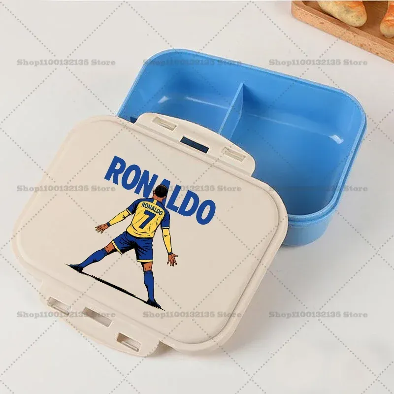 Boîte à bento kawaii portable à l'effigie de la star du football Ronaldo, étanche, pour étudiants, boîte à repas hermétique monocouche, idée cadeau pour enfants 12