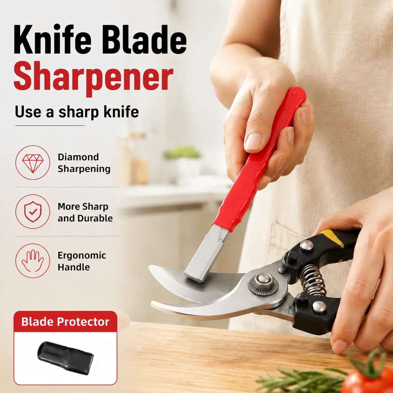 Aiguiseur manuel portable pour couteaux et ciseaux, affûtage rapide pour la maison, la cuisine et le jardin