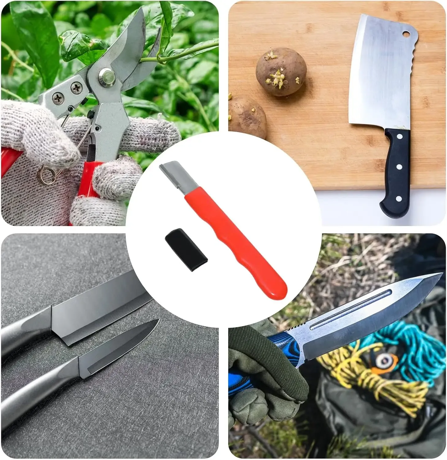 Aiguiseur manuel portable pour couteaux et ciseaux, affûtage rapide pour la maison, la cuisine et le jardin 5