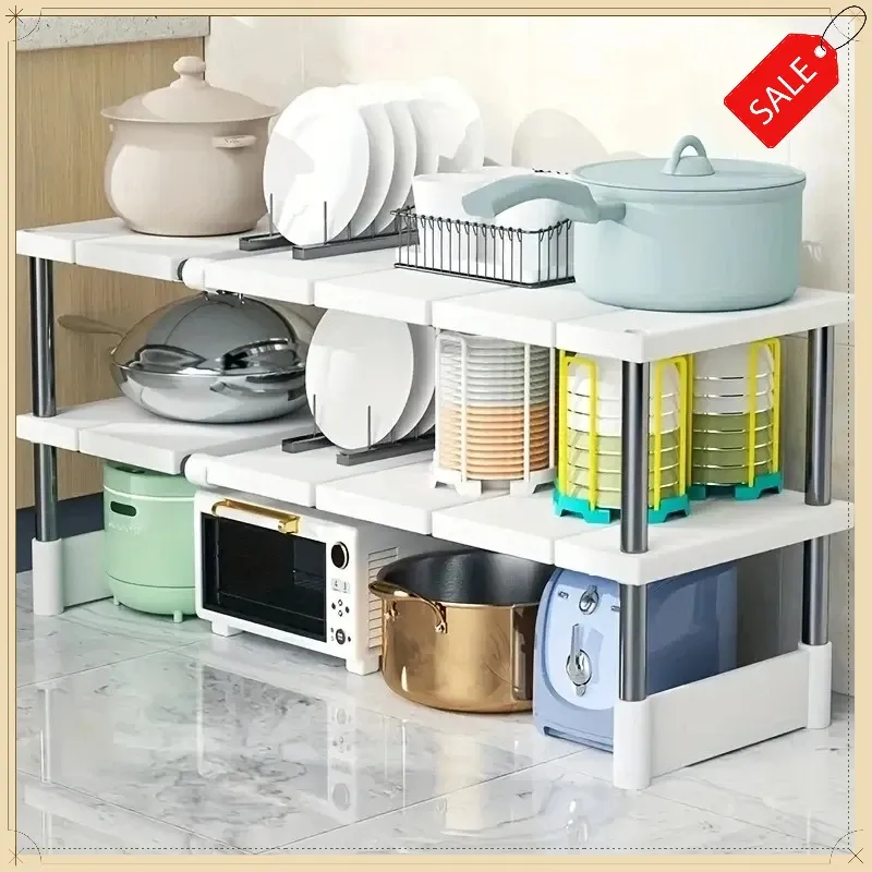 Étagère de rangement réglable et extensible pour sous-évier, organisateur de placard multi-niveaux, support de casseroles compact pour cuisine et salle de bain - Image 1