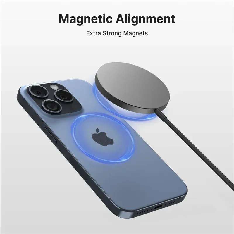 Chargeur sans fil magnétique rapide à double port USB, mini tapis de charge compatible iPhone 12 à 17 Pro Max et smartphones universels