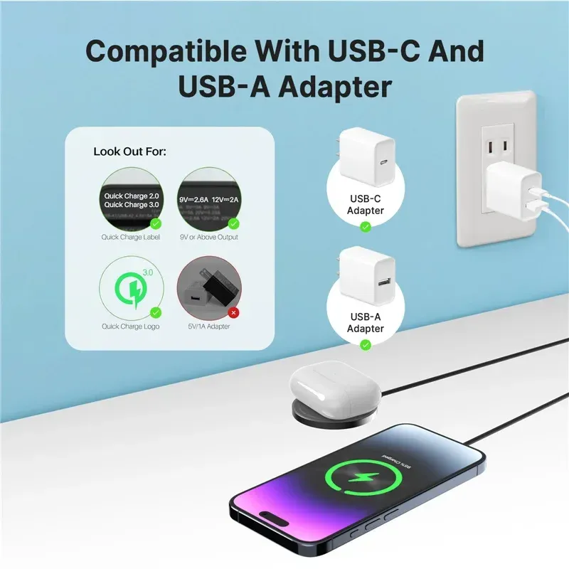 Chargeur magnétique avec iPhone posé