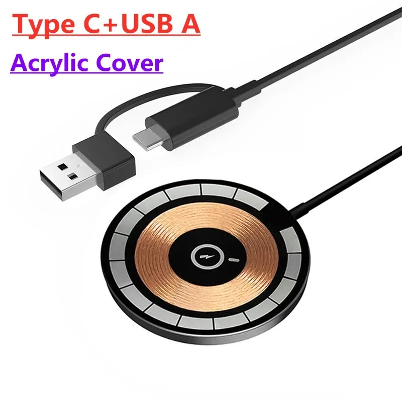 Chargeur sans fil magnétique rapide à double port USB, mini tapis de charge compatible iPhone 12 à 17 Pro Max et smartphones universels 14