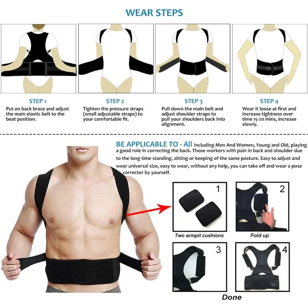 Ceinture de soutien dorsal magnétique unisexe, maintien lombaire et dorsal 4