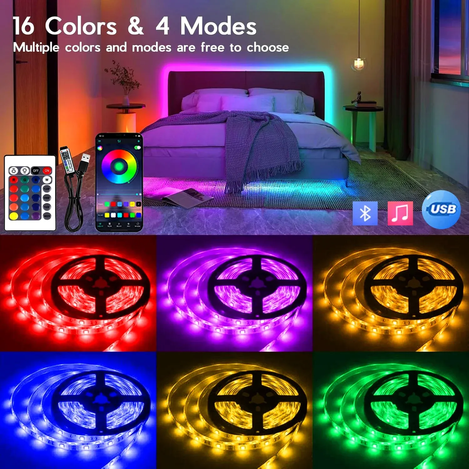Bande lumineuse LED RGB en ambiance