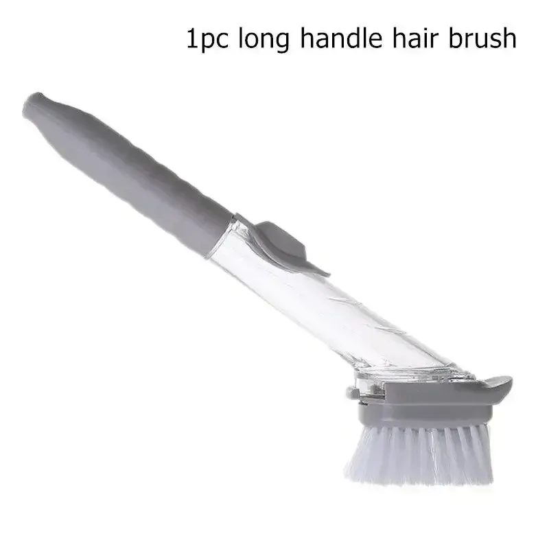 Brosse de nettoyage rechargeable à distributeur de liquide, à long manche, pour récurer les bols et la vaisselle de cuisine avec éponge intégrée 7