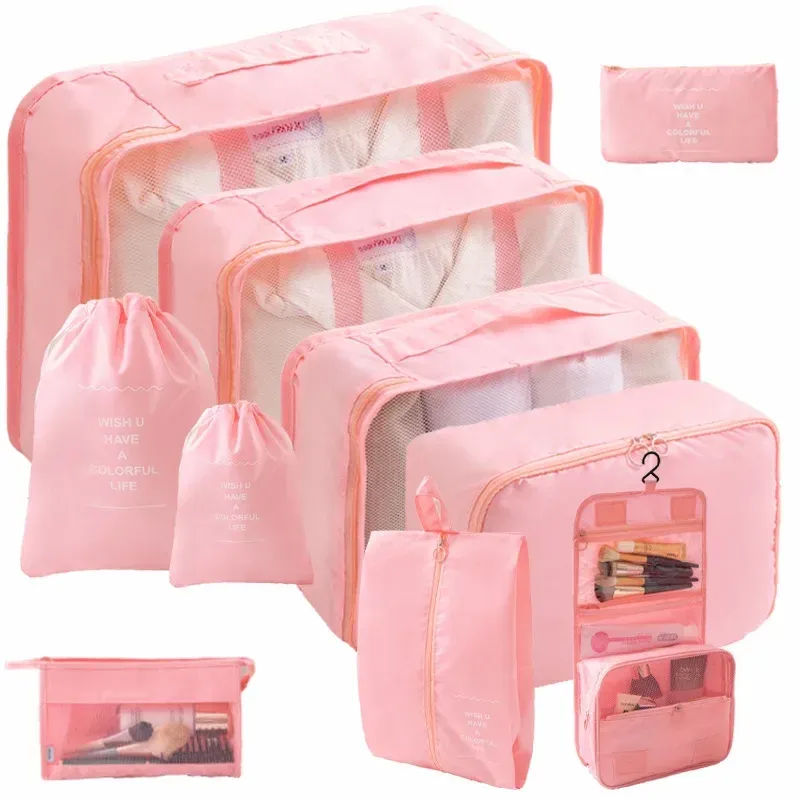 Ensemble de 10 pièces organisateurs de valise, sacs de rangement, cubes d'emballage et pochettes à chaussures pliables 3