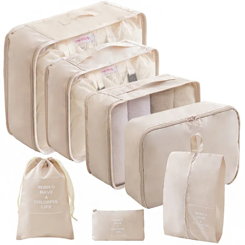 Ensemble de 10 pièces organisateurs de valise, sacs de rangement, cubes d'emballage et pochettes à chaussures pliables 12