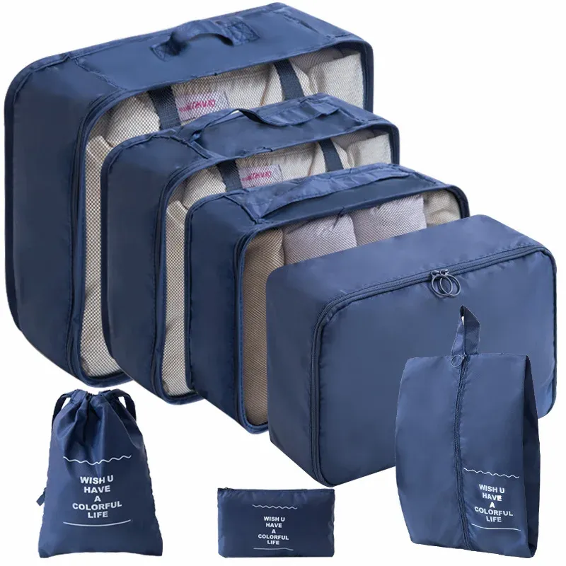 Ensemble de 10 pièces organisateurs de valise, sacs de rangement, cubes d'emballage et pochettes à chaussures pliables 15