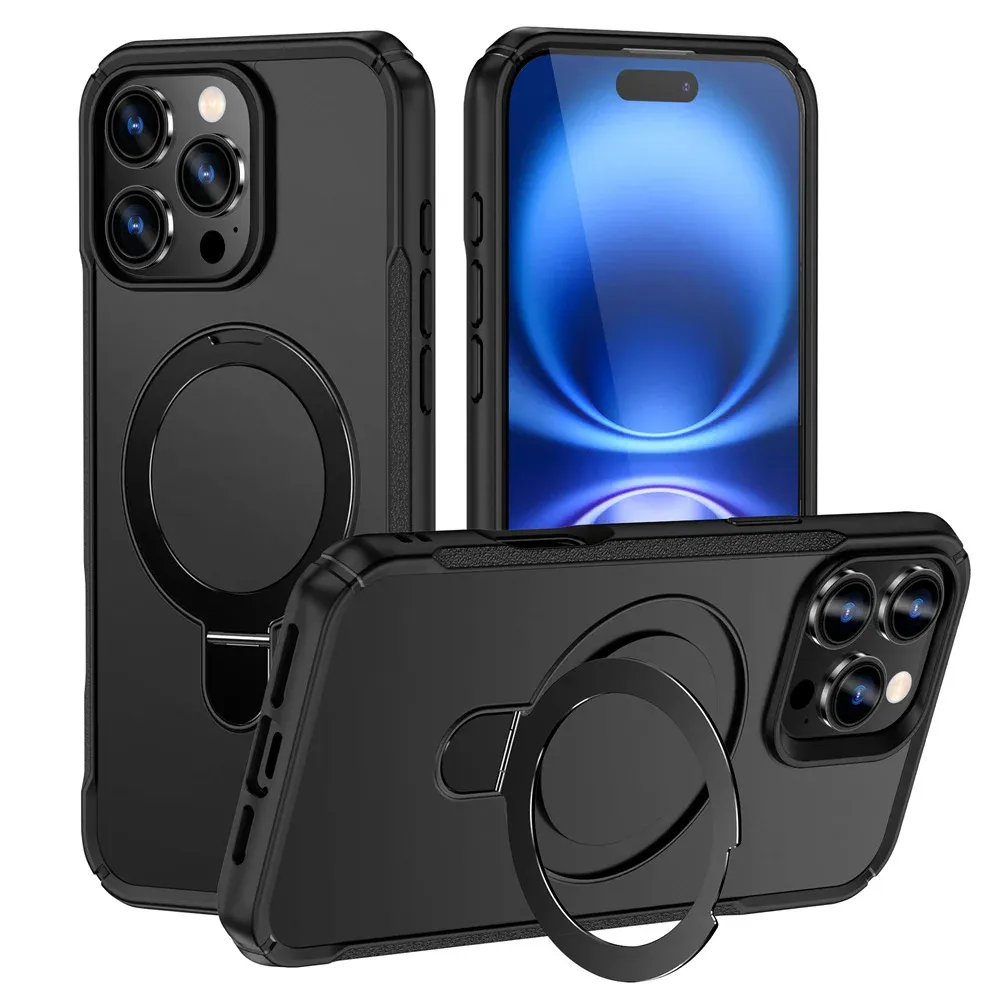 Coque magnétique pliable avec support, compatible MagSafe, pour iPhone 16E, 16, 15, 14, 13, 12 et 11, bords antidérapants 11