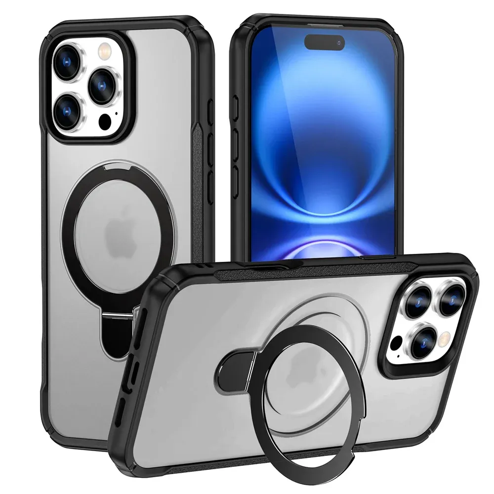 Coque magnétique pliable avec support, compatible MagSafe, pour iPhone 16E, 16, 15, 14, 13, 12 et 11, bords antidérapants 8