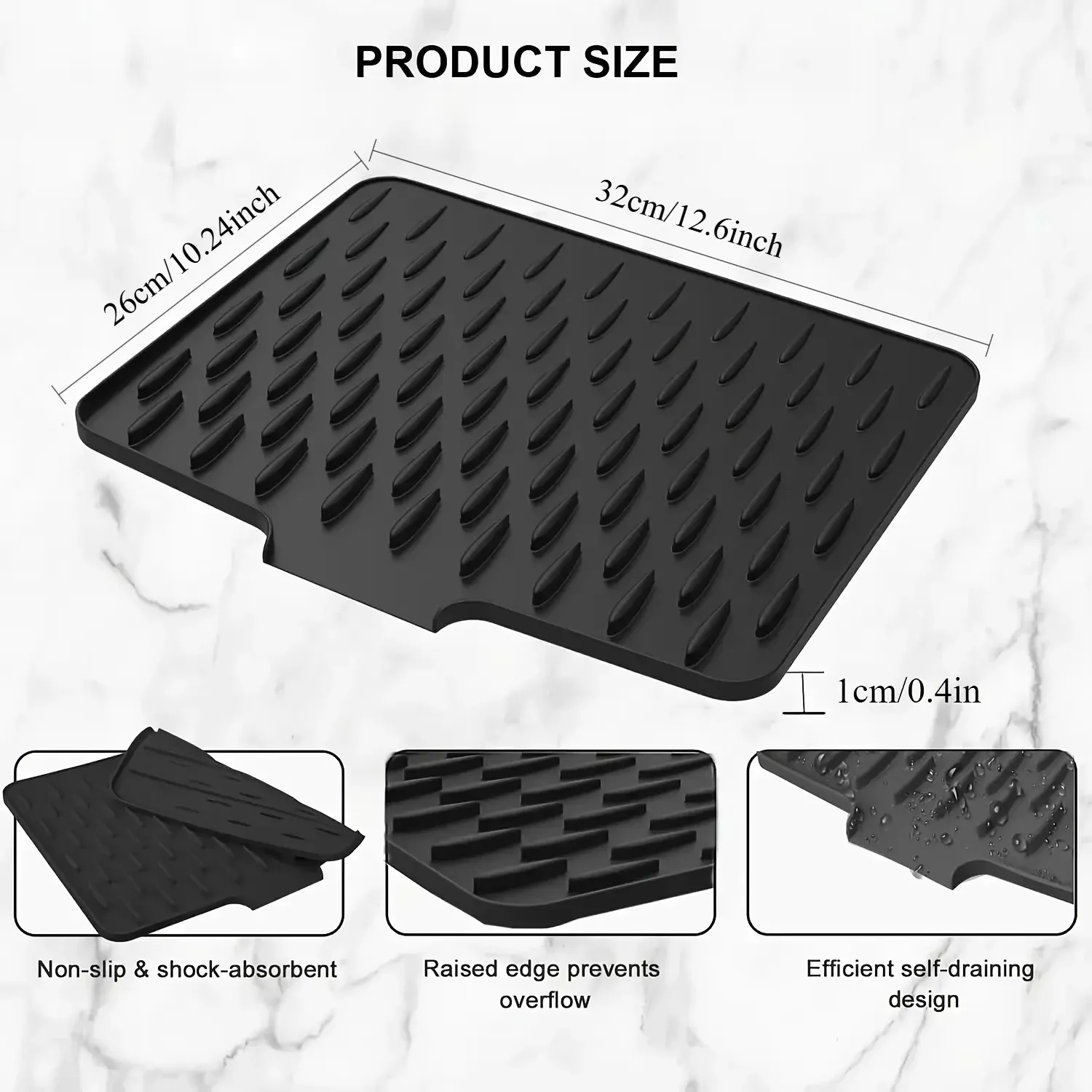 Tapis égouttoir en silicone pour vaisselle, résistant à la chaleur, antidérapant et imperméable 6