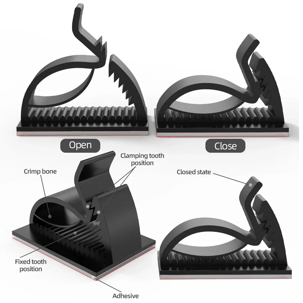 Clips de câbles fixés sous un bureau