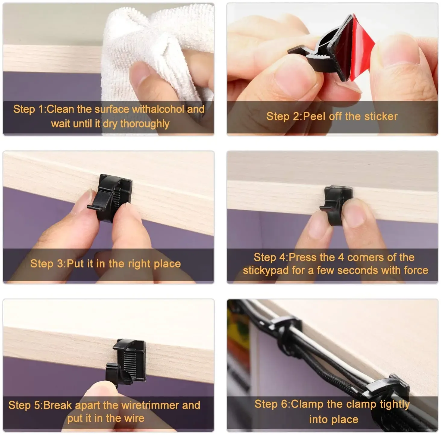 Clips de câbles dans un espace de travail lumineux