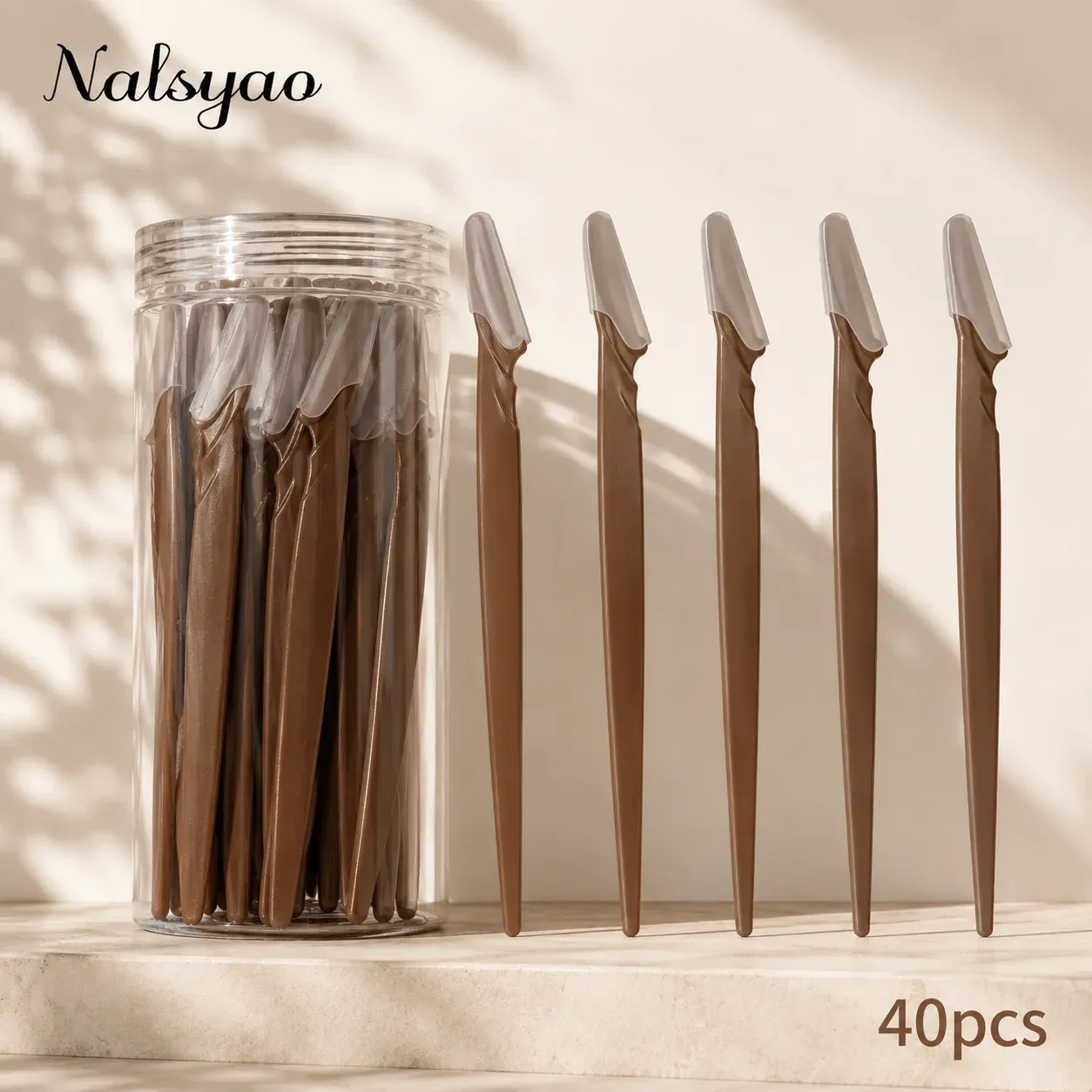 Lames de rasoir pour sourcils, lot de 12, 30, 40 ou 60 pièces, marron, sûres pour le visage et le corps 8