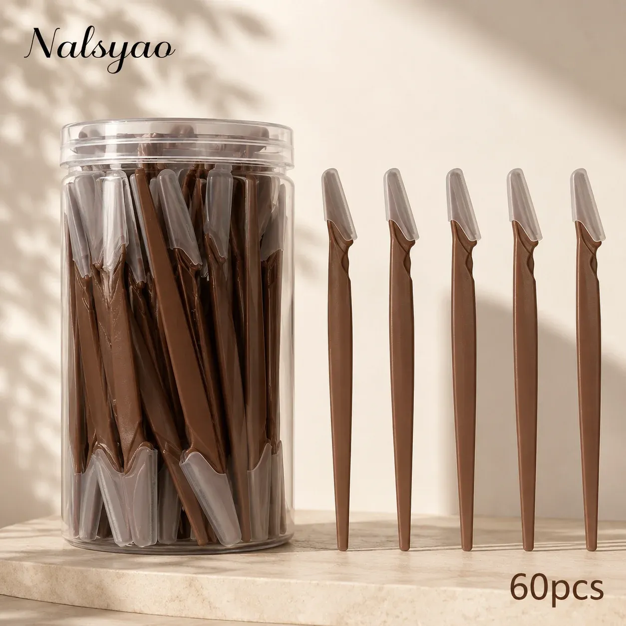 Lames de rasoir pour sourcils, lot de 12, 30, 40 ou 60 pièces, marron, sûres pour le visage et le corps 6