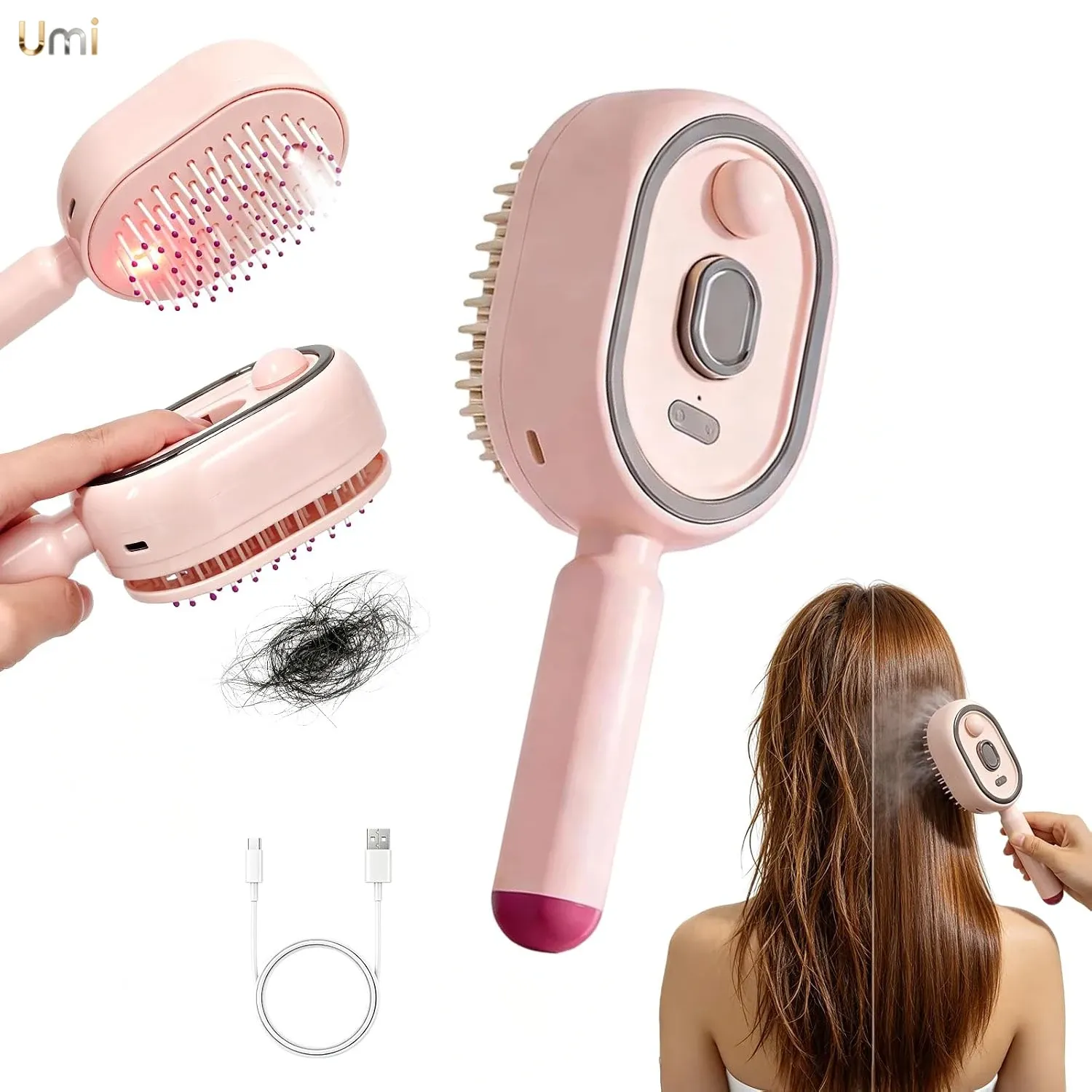 Brosse soufflante électrique à coussin d'air pour femmes, brosse de massage rétractable pour cheveux épais, fins et bouclés, brosse vapeur électrique