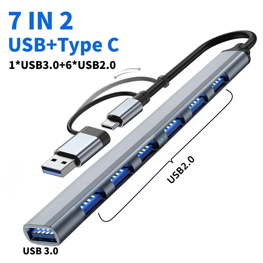 Adaptateur USB-C 3.0 multiport pour MacBook Pro : station d'accueil avec ports USB 2.0, lecteur de cartes SD/TF et sortie audio 10
