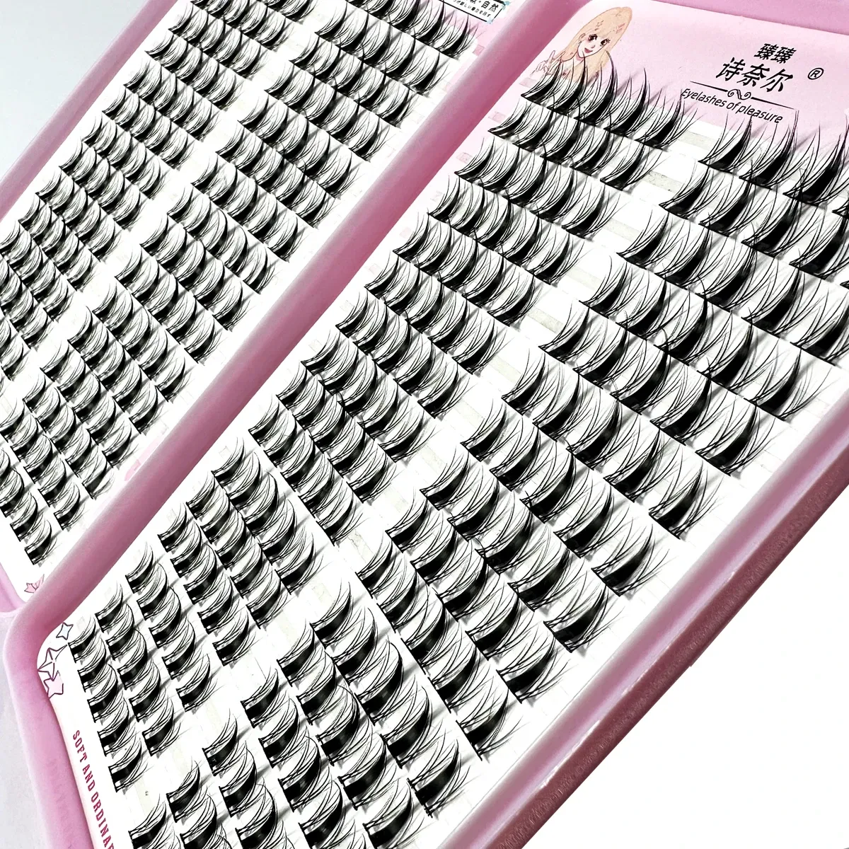 Cils individuels grande capacité 12/13/14 mm, extensions de cils moelleuses à effet naturel, pour la pose en grappes (DIY) 2