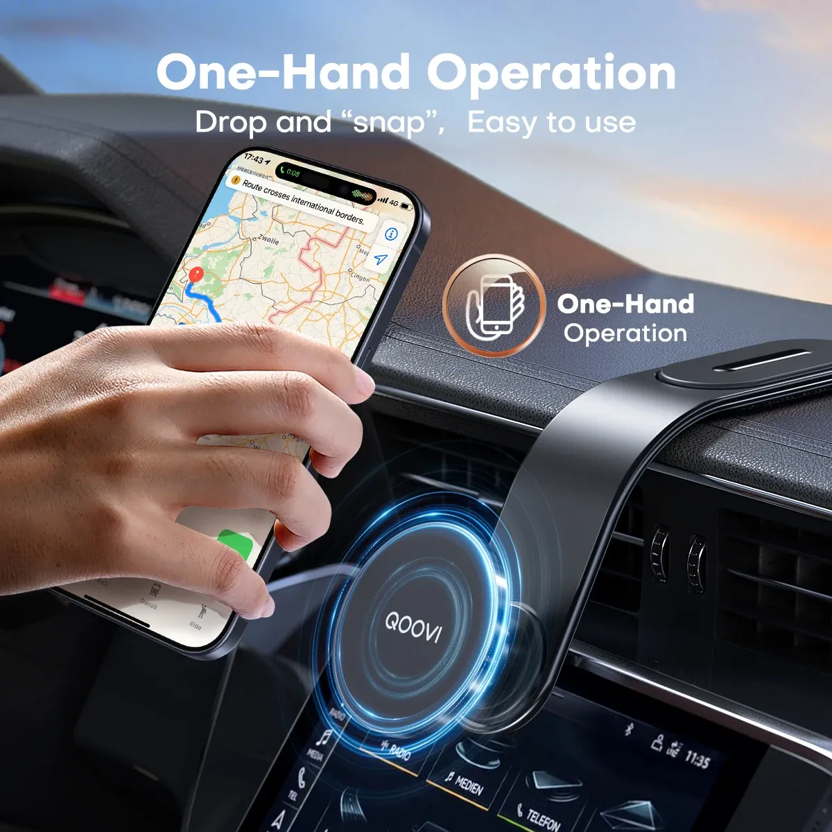 QOOVI Support Magnétique de Téléphone pour Voiture, Fixation sur Tableau de Bord ou Grille d'Aération, Rotation à 360°, Compatible iPhone 16, iPhone 15, Xiaomi et Samsung 6