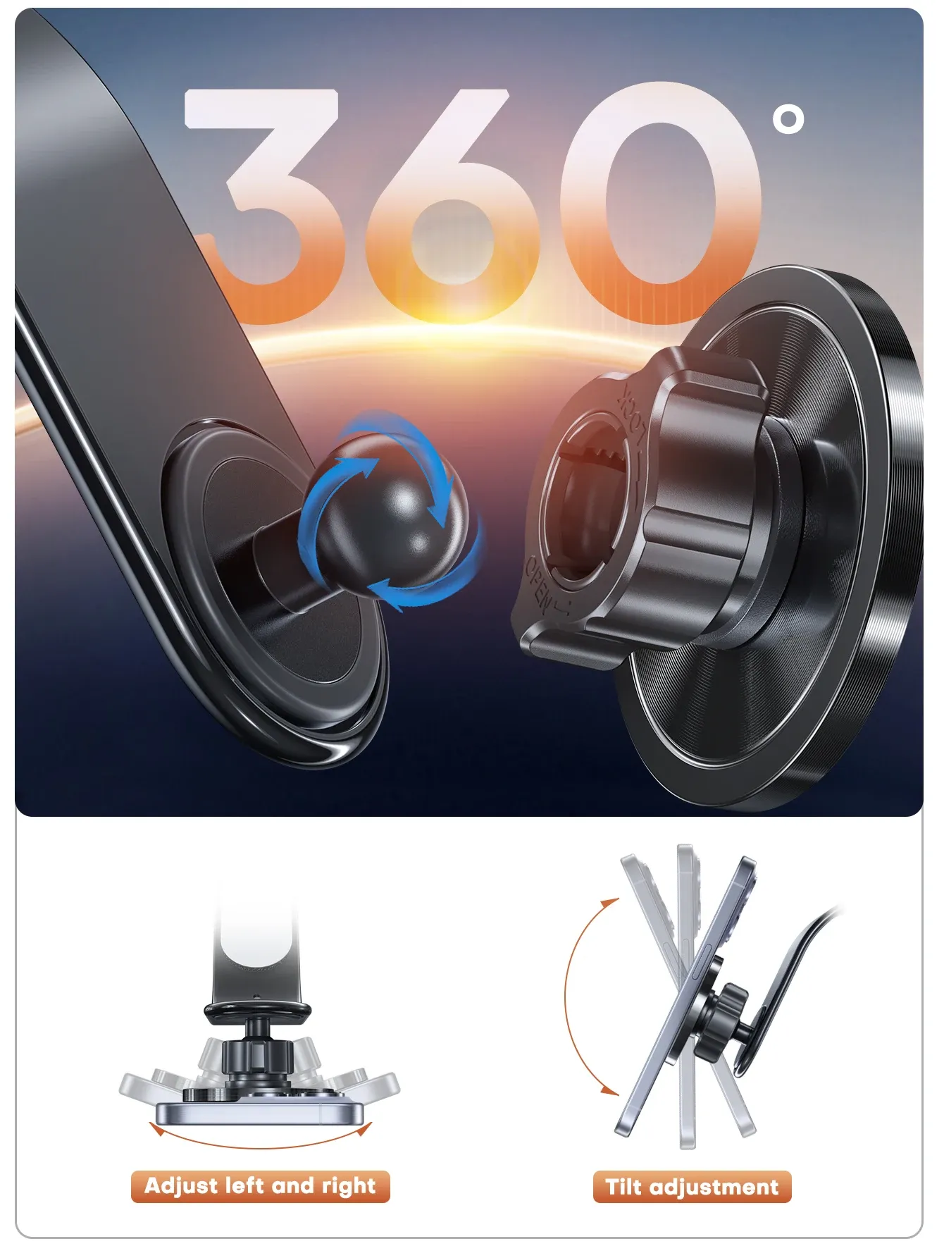 Rotule à 360 degrés du support QOOVI