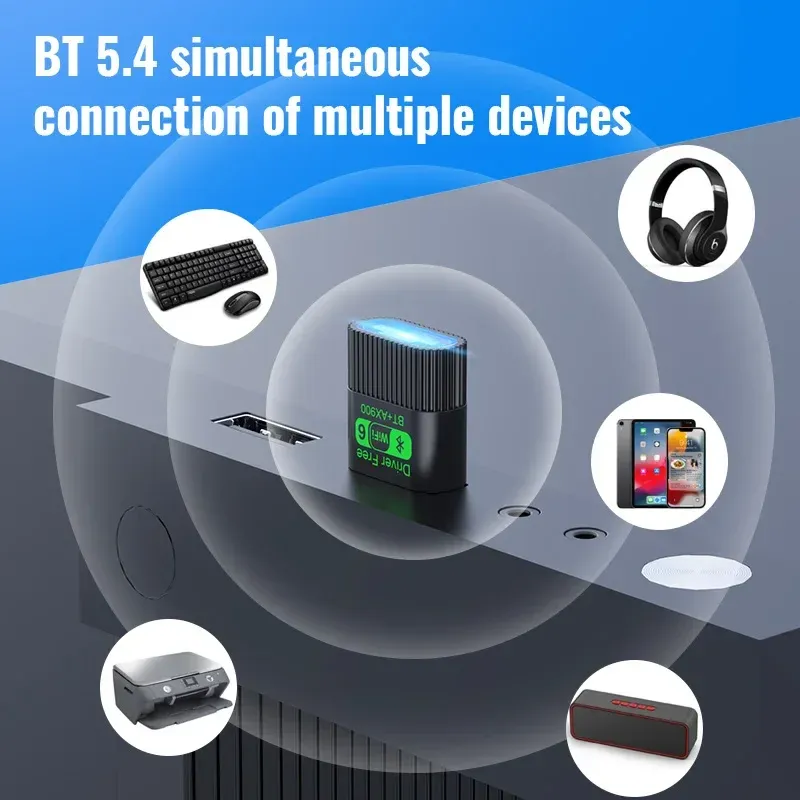 KEBIDUMEI Adaptateur WiFi 6 USB 2-en-1 AX900, Bluetooth 5.4, double bande 2,4/5 GHz, 900 Mbps, compatible Windows 10/11 4
