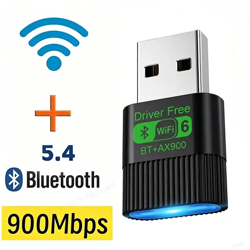 KEBIDUMEI Adaptateur WiFi 6 USB 2-en-1 AX900, Bluetooth 5.4, double bande 2,4/5 GHz, 900 Mbps, compatible Windows 10/11 9