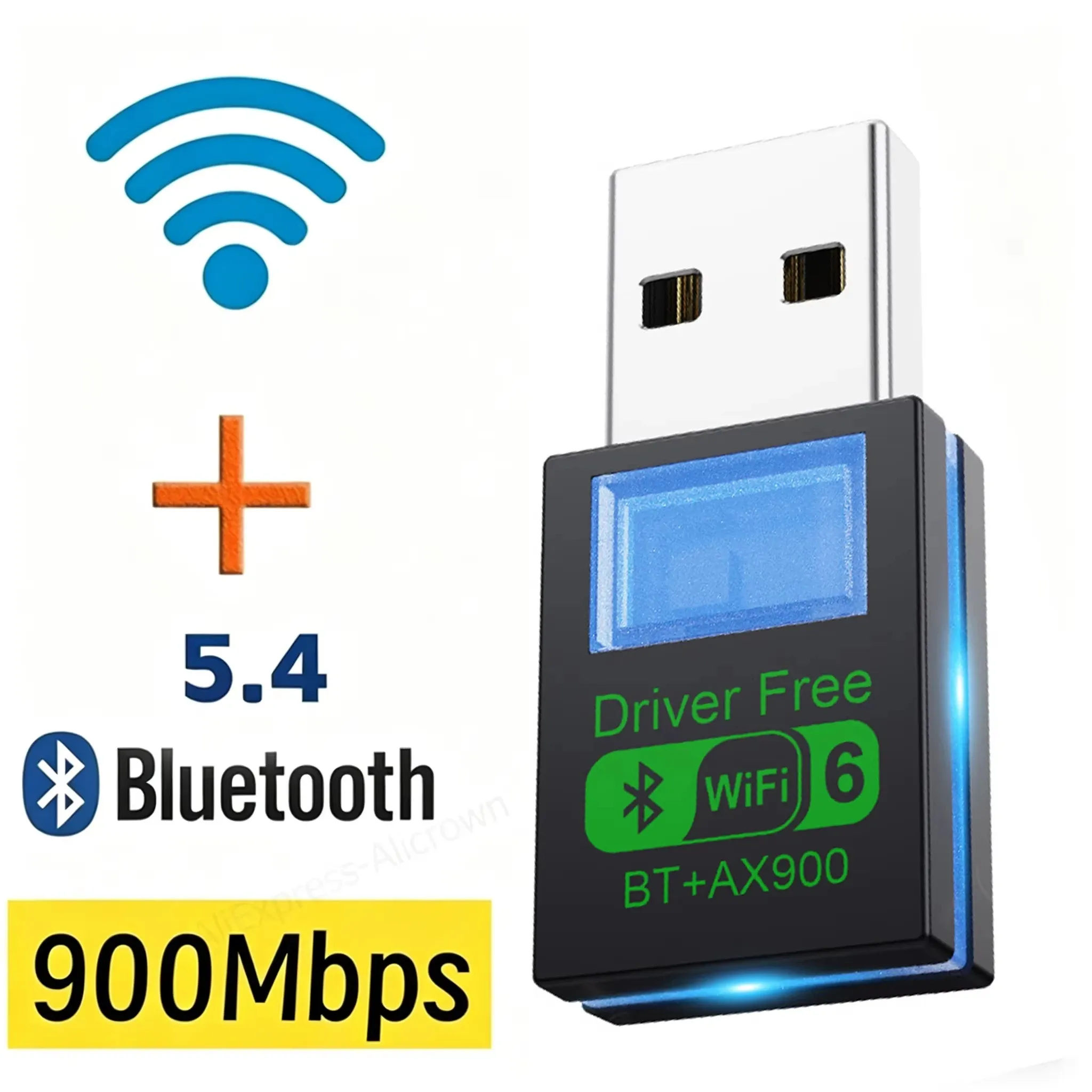 KEBIDUMEI Adaptateur WiFi 6 USB 2-en-1 AX900, Bluetooth 5.4, double bande 2,4/5 GHz, 900 Mbps, compatible Windows 10/11 8